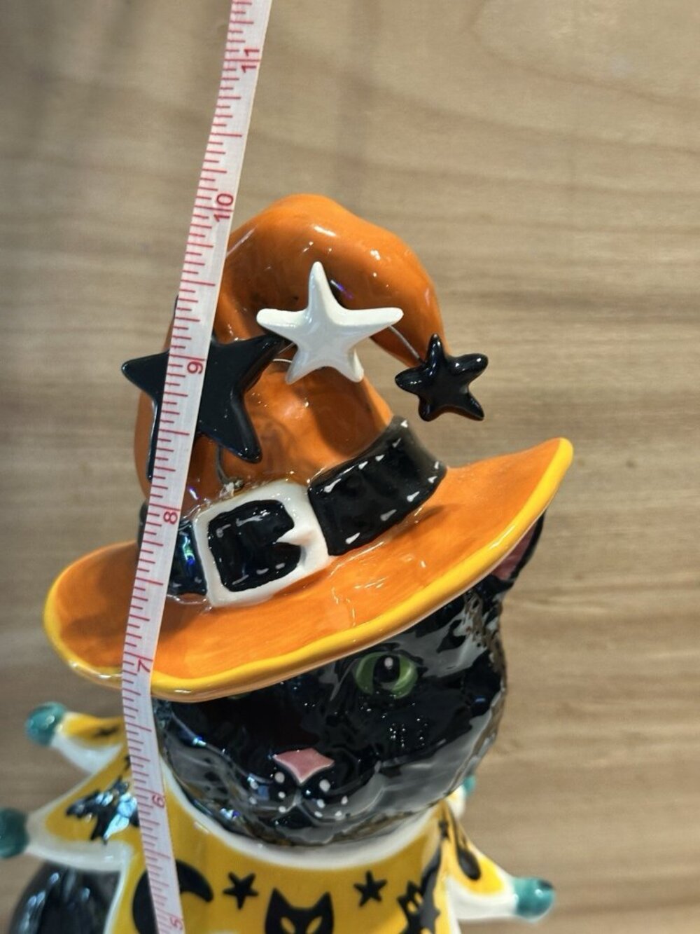 Blue Sky Clayworks Black CAT Kitten Orange Witch Hat Ceramic Halloween Figurine - Picture 8 of 9